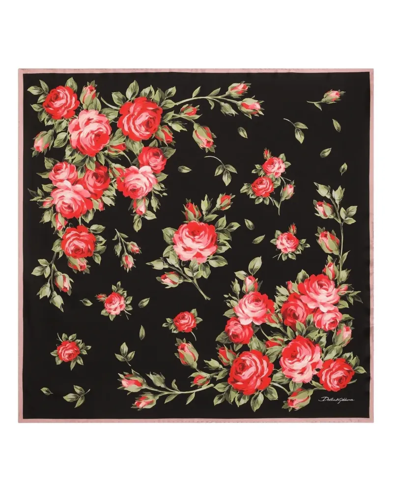 Dolce & Gabbana Schal mit Blumen-Muster - Schwarz Schwarz