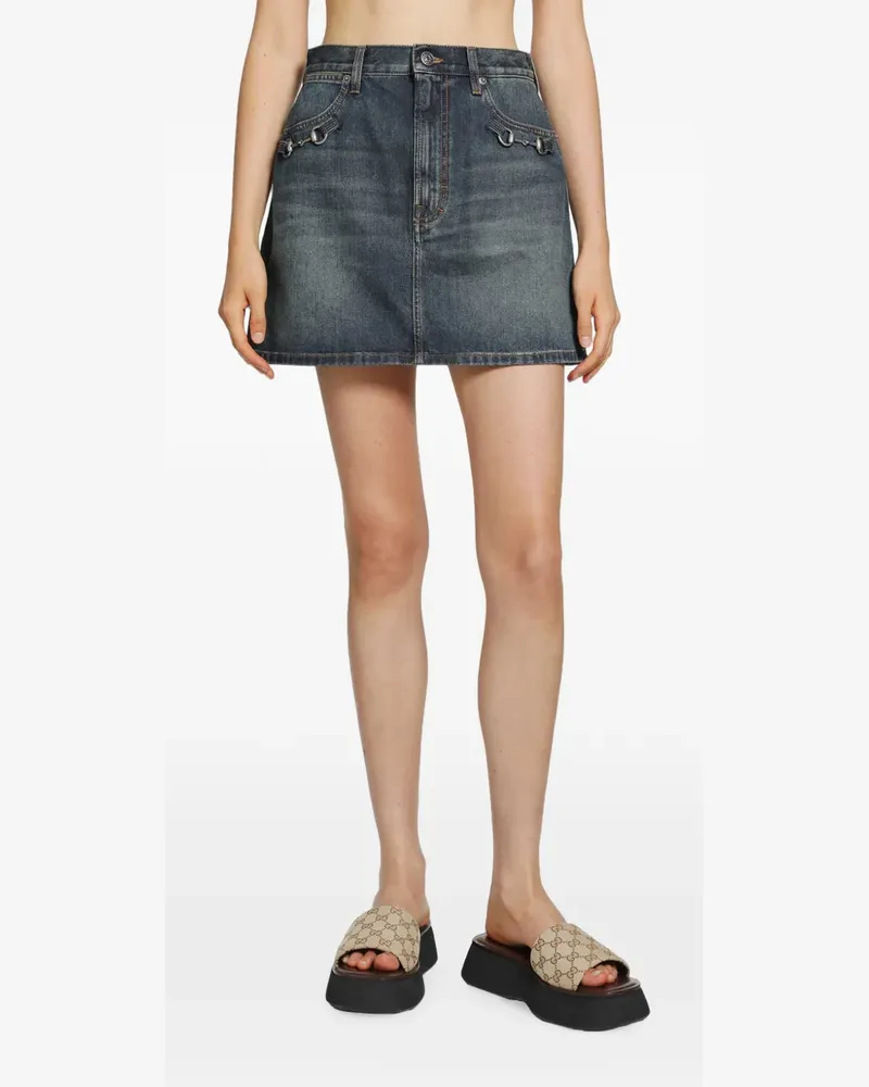 Gucci Jeansrock mit Horsebit - Blau Blau