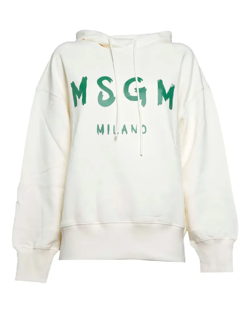 MSGM Hoodie mit Logo-Print - Weiß Weiß