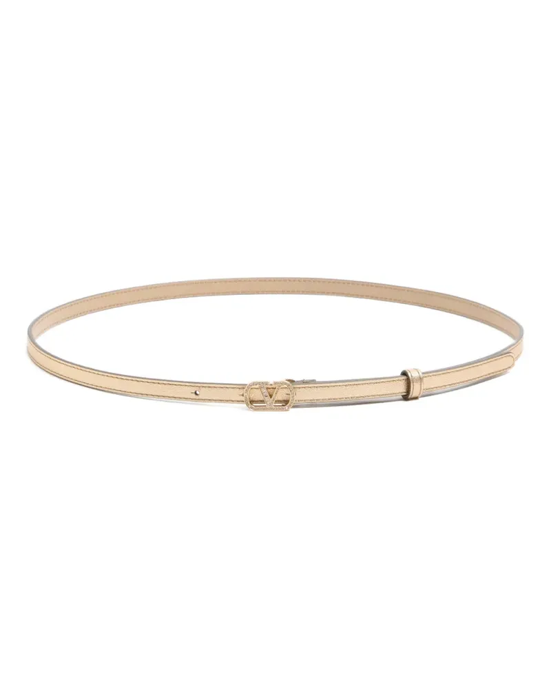 Valentino Garavani VLogo Signature Gürtel aus laminiertem Kalbsleder mit Kristallen 10 mm - Gold Gold