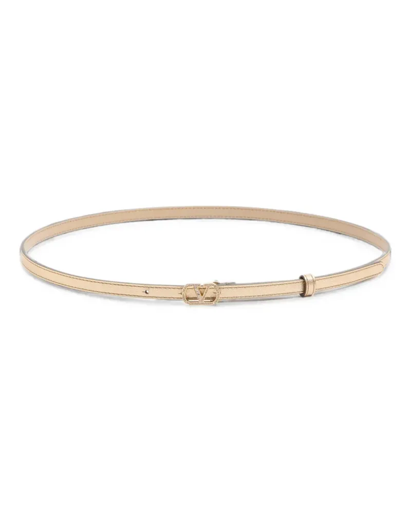 Valentino Garavani VLogo Signature Gürtel aus laminiertem Kalbsleder mit Kristallen 10 mm - Gold Gold