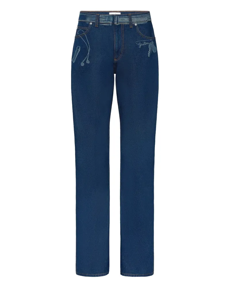 Jean Paul Gaultier Jeans mit Tromp-l'oeil-Print - Blau Blau
