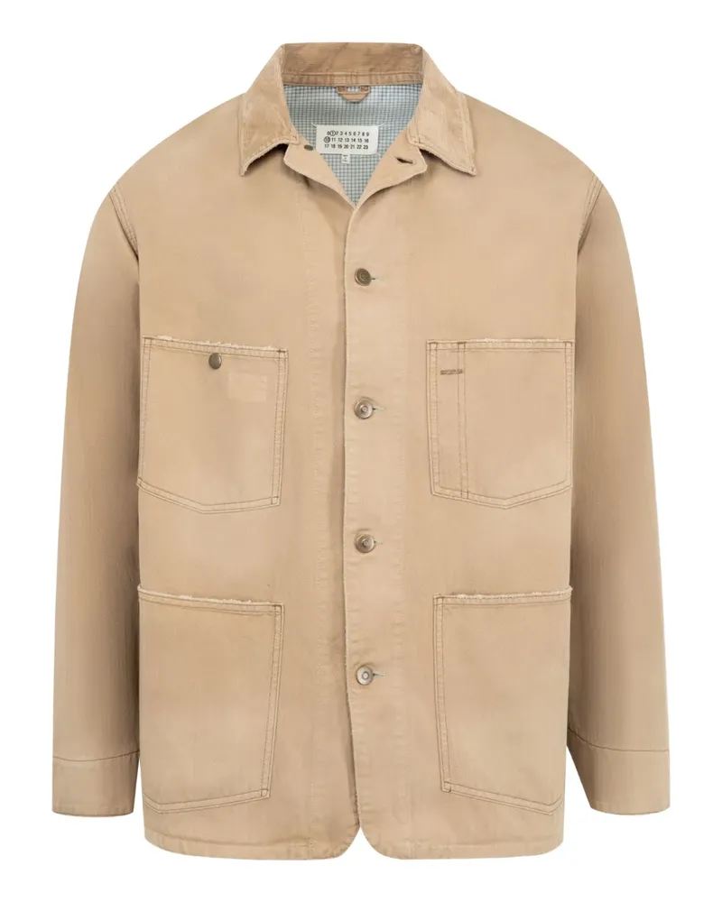 Maison Margiela herringbone-weave shirt jacket - Nude Nude