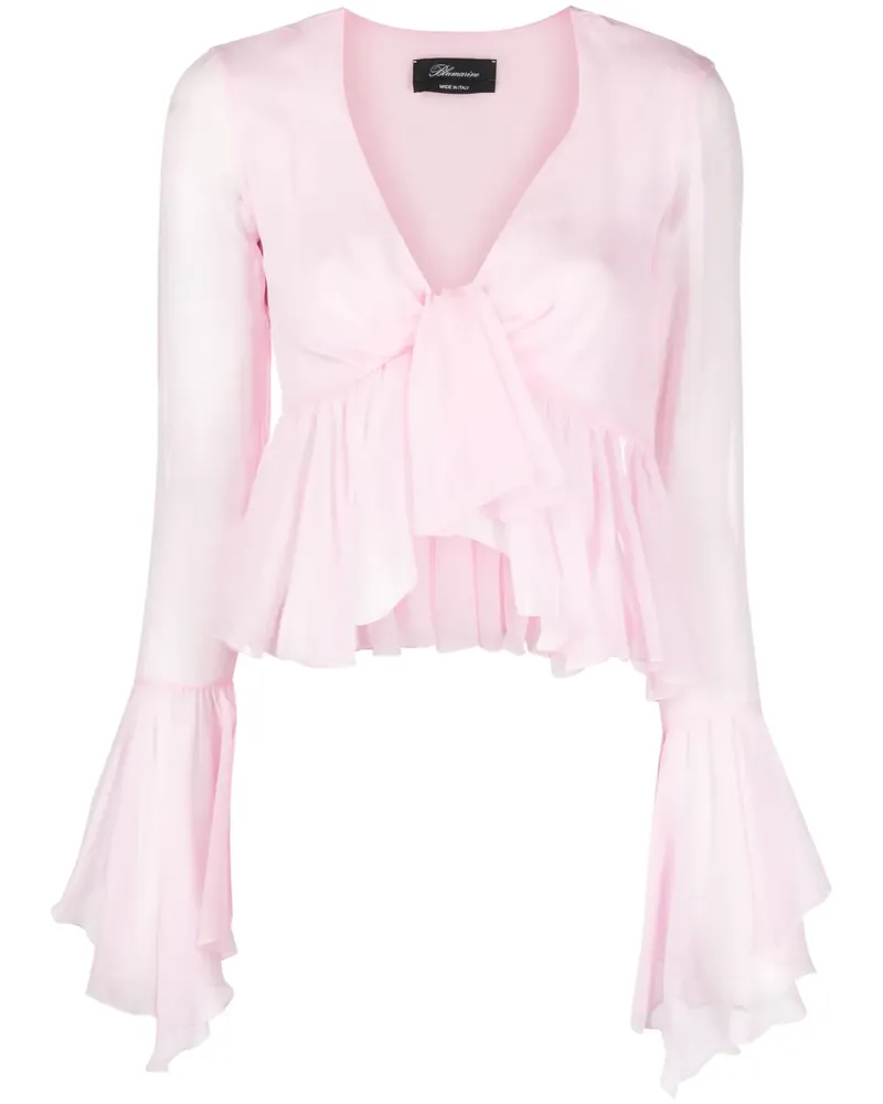 Blumarine Seidenbluse mit gerüschten Ärmeln - Rosa Rosa