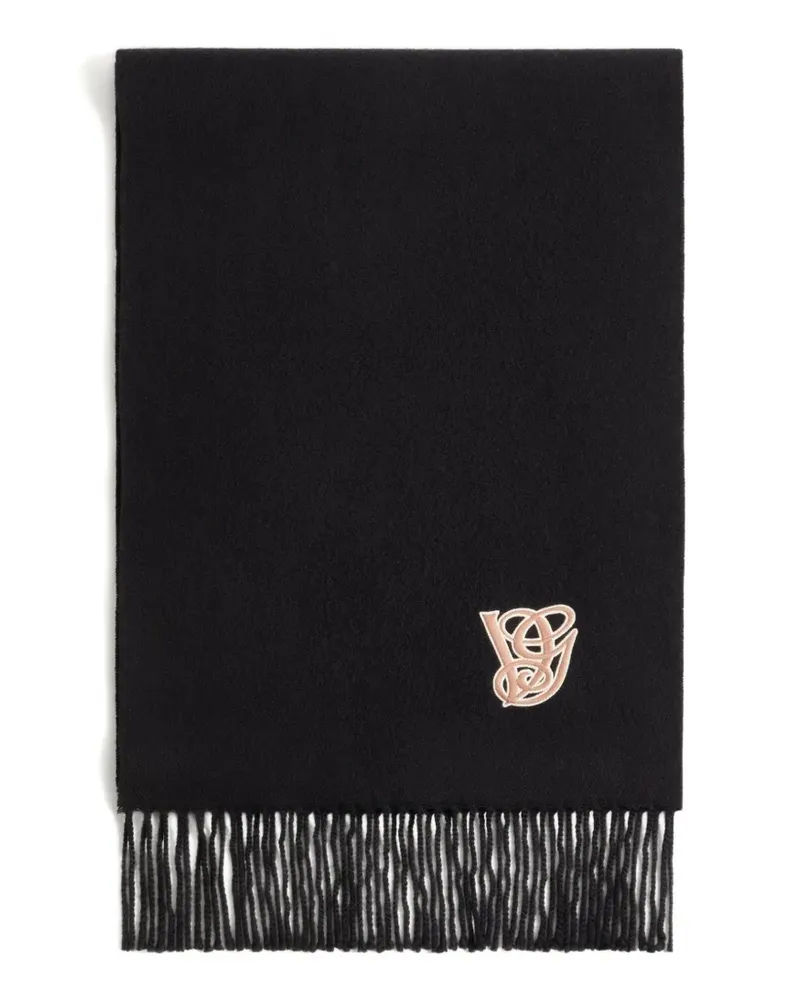 Valentino Garavani Fransenschal mit VG-Stickerei - Schwarz Schwarz