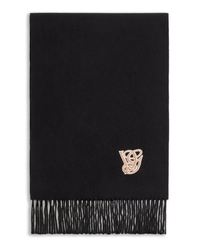 Valentino Garavani Fransenschal mit VG-Stickerei - Schwarz Schwarz