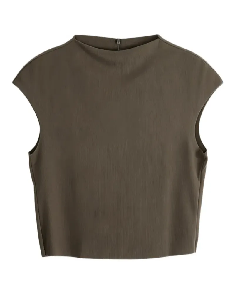 AMOMENTO ribbed-knit cap-sleeve top - Braun Braun