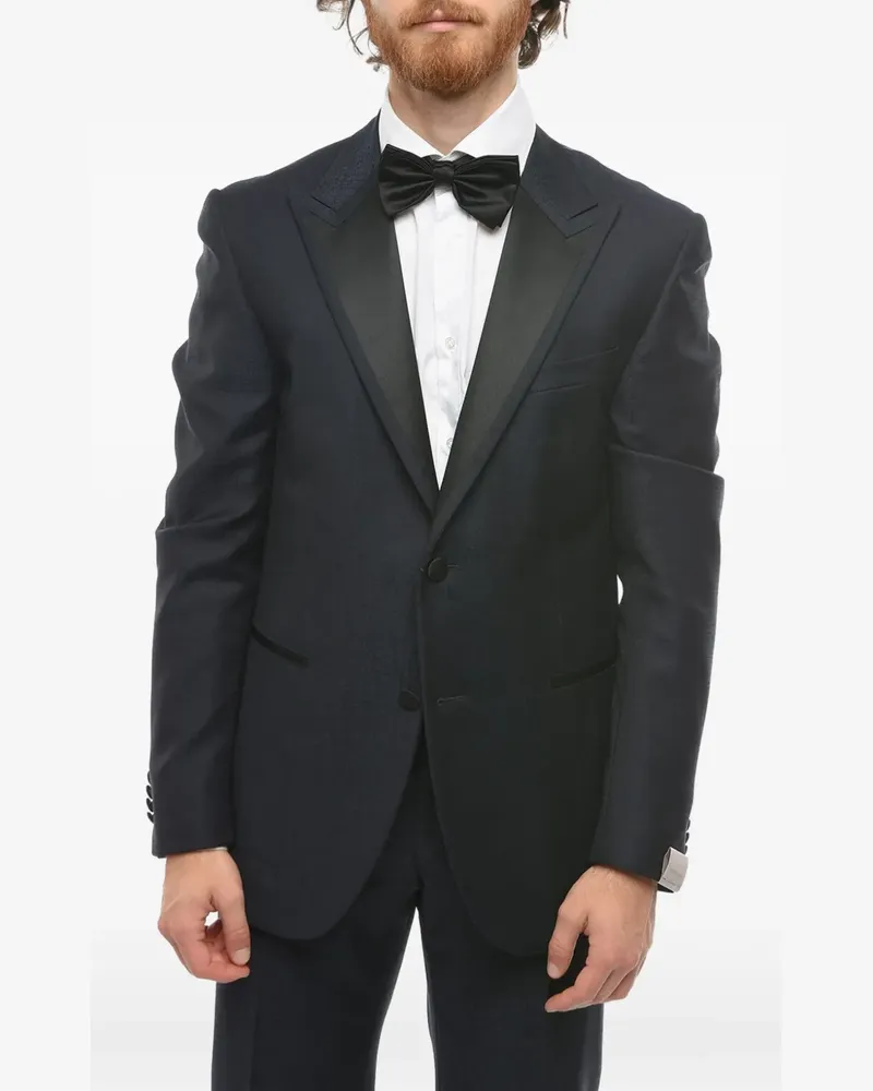 Corneliani satin peak-lapel suit - Blau Blau