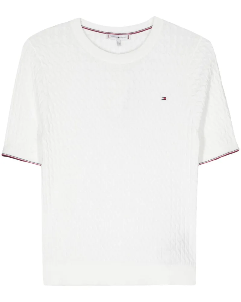 Tommy Hilfiger Strickoberteil mit Logo-Stickerei - Weiß Weiß