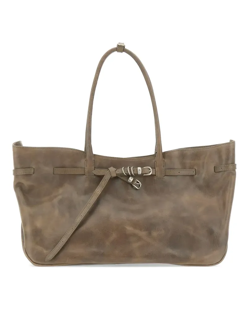 Marge Sherwood large Grandma Used leather tote bag - Braun Braun