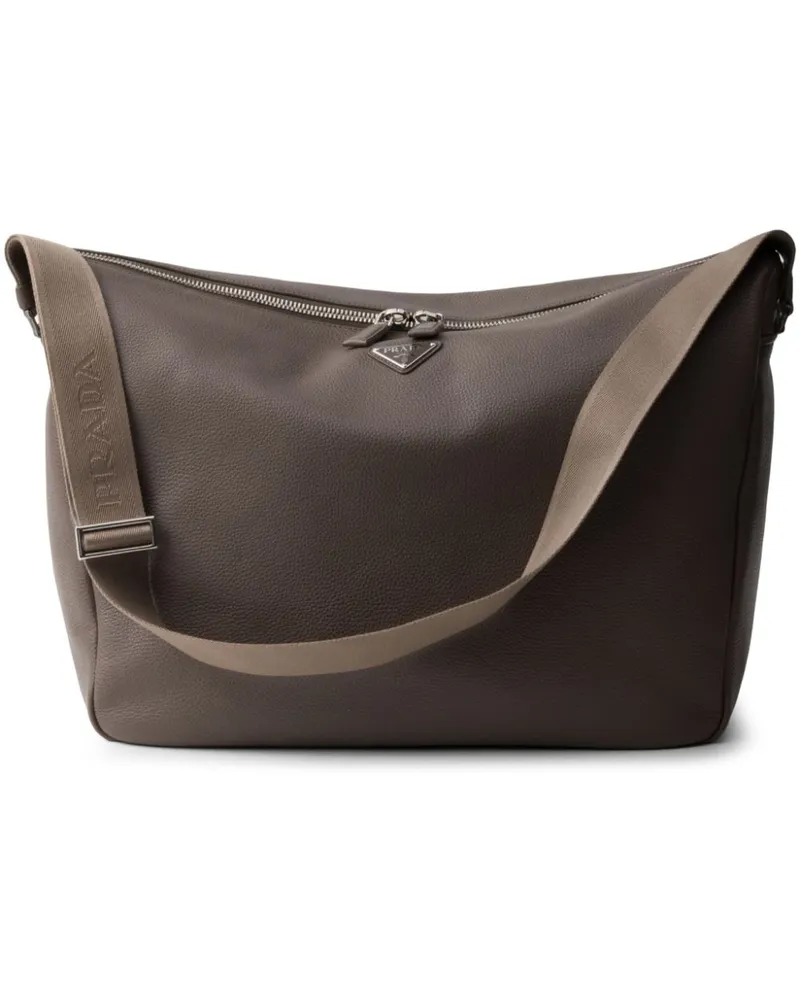 Prada Schultertasche aus Leder - Grau Grau