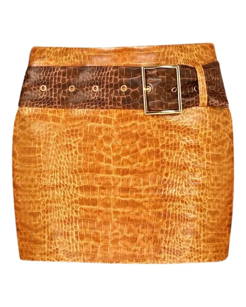 Rowen Rose croc-effect belted mini skirt - Gelb Gelb