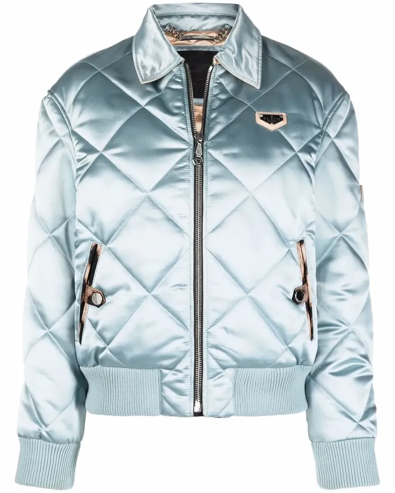 Philipp Plein Gesteppte Iconic Plein Bomberjacke - Blau Blau