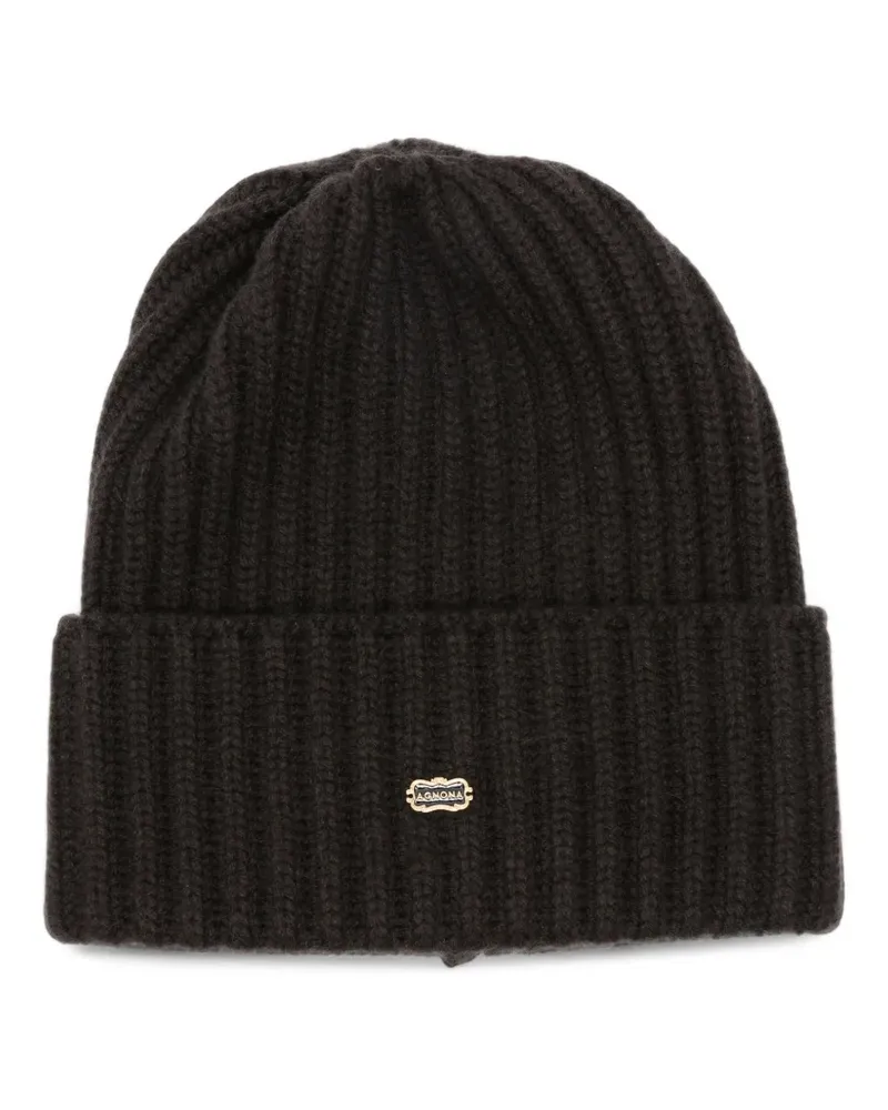 AGNONA ribbed-knit beanie hat - Braun Braun