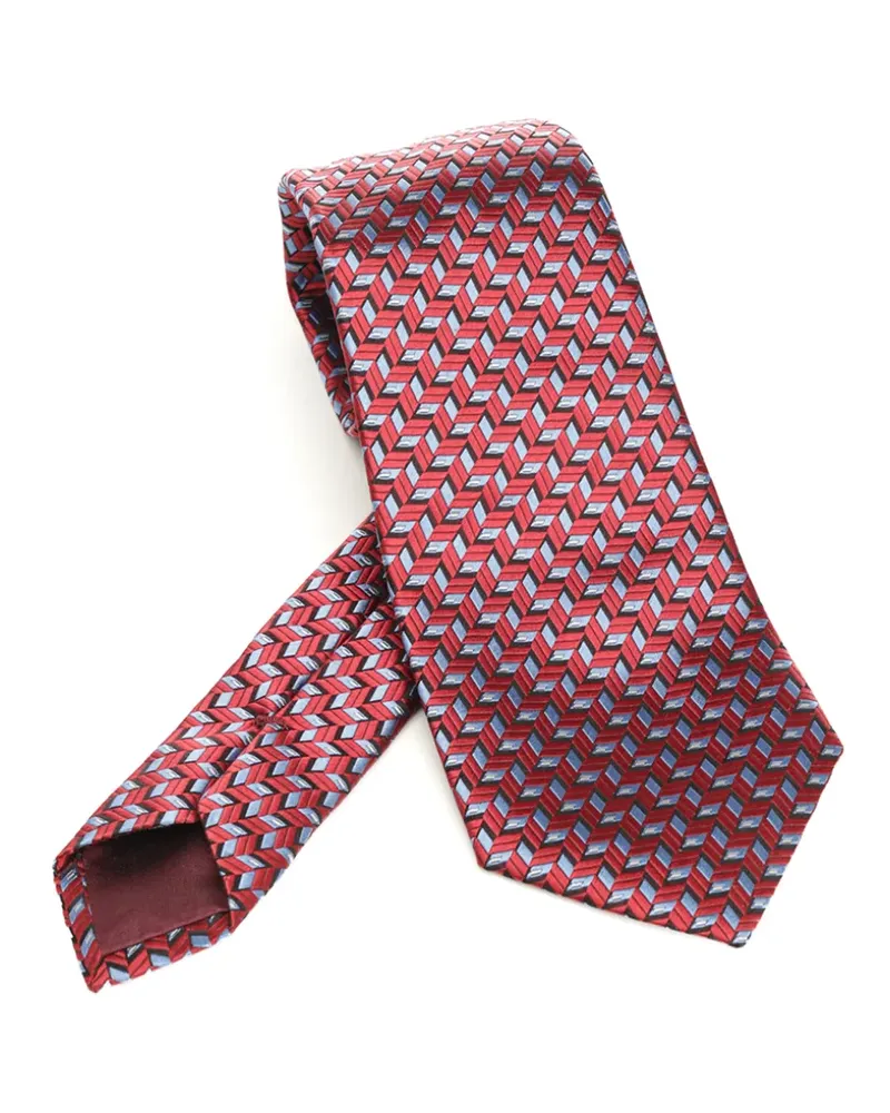 Giorgio Armani Geometrisch gemusterte Seidenkrawatte - Rot Rot