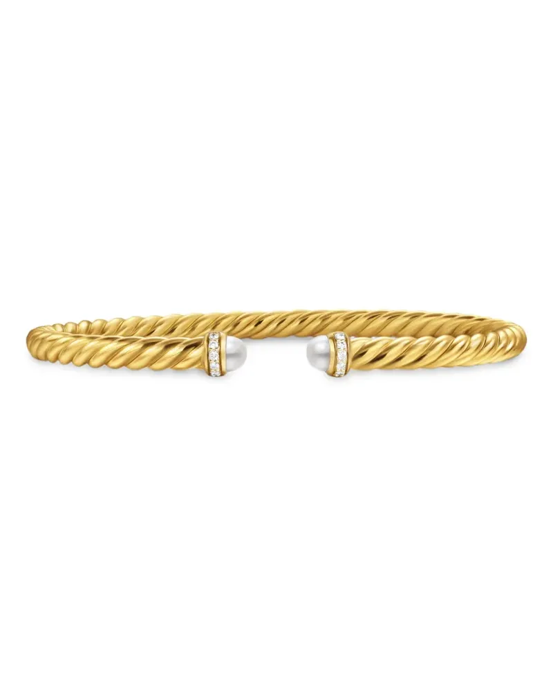 David Yurman 18kt Cablespira Gelbgoldarmband mit Perlen und Diamanten 4mm Gold