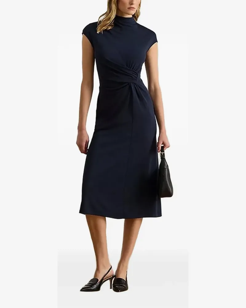Ralph Lauren turtleneck twisted midi dress - Blau Blau