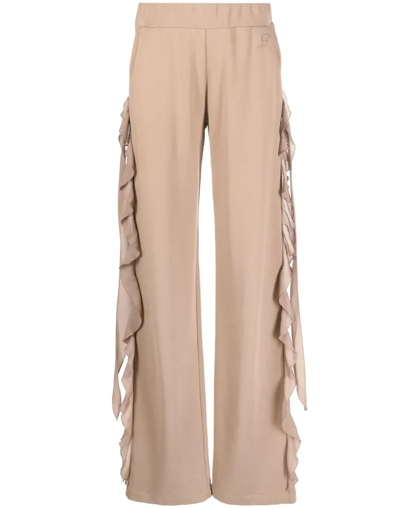 Blumarine Weite Hose mit Rüschen - Nude Nude