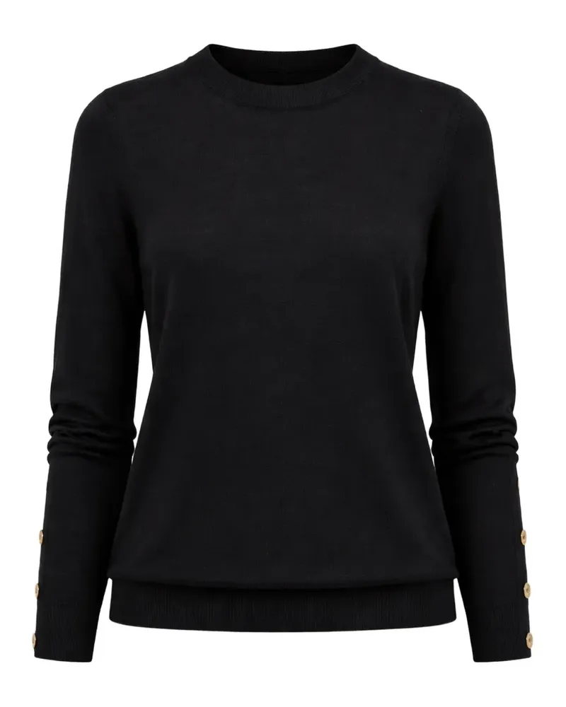 Michael Kors button-embellished round neck sweater - Schwarz Schwarz