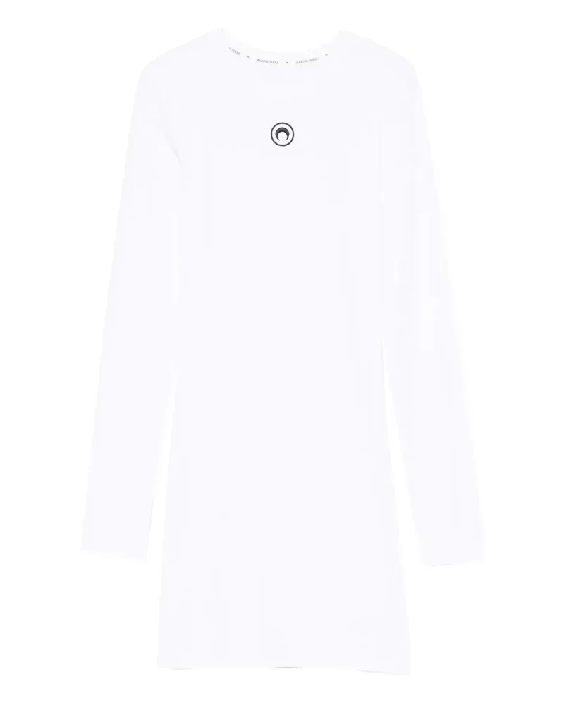 Marine Serre Langärmeliges Kleid mit Rundhalsausschnitt - Weiß Weiß