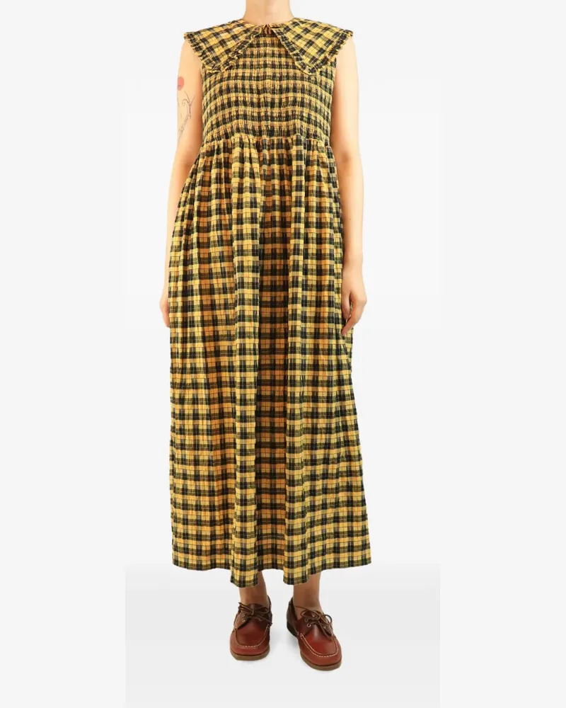 Ganni seersucker check maxi dress - Gelb Gelb