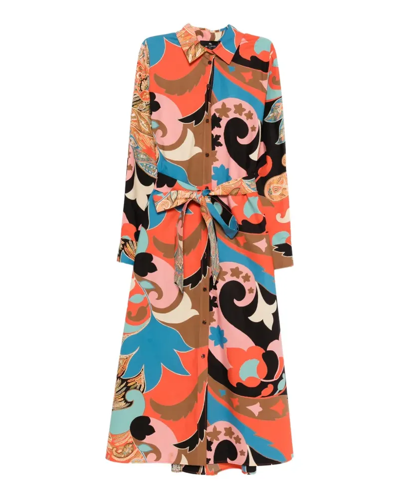 Etro paisley-print belted shirt dress - Orange Orange