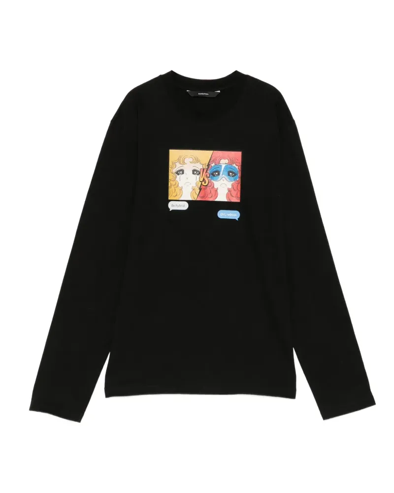 pushBUTTON Langarmshirt mit grafischem Print - Schwarz Schwarz