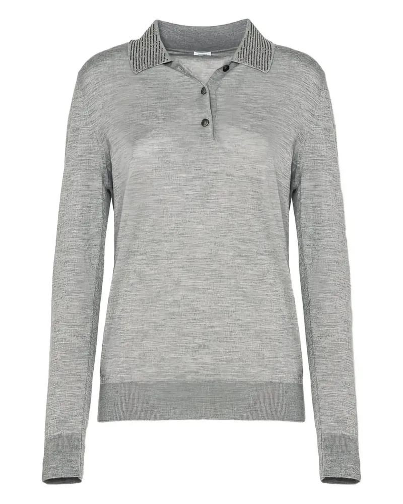 Malo beaded collar polo top - Grau Grau