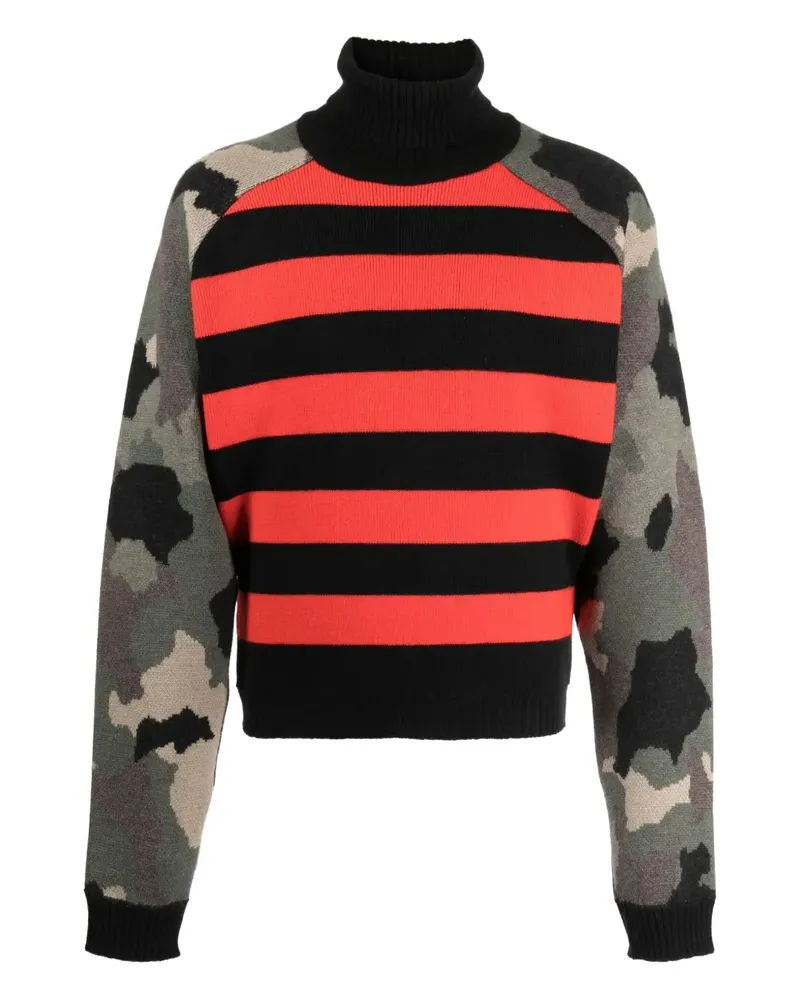 JORDANLUCA Rollkragenpullover mit Camouflagemuster - Schwarz Schwarz