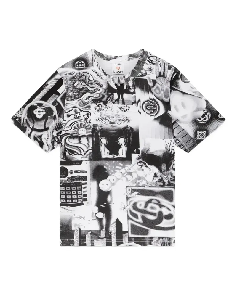 Casablanca Paris Rave Collage T-Shirt mit Patchwork-Print - Grau Grau