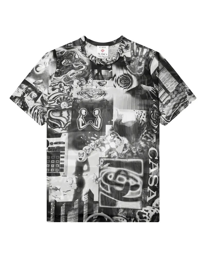 Casablanca Paris Rave Collage patchwork-print T-shirt - Grau Grau