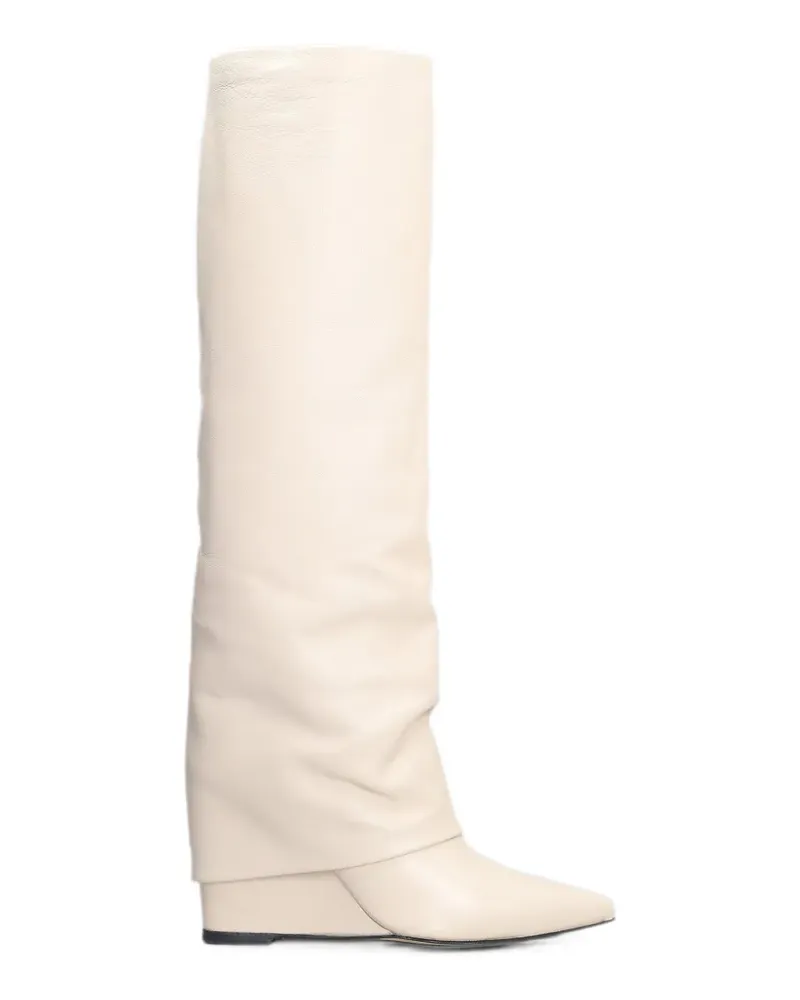 The Seller pointed-toe wedge leather boots - Nude Nude