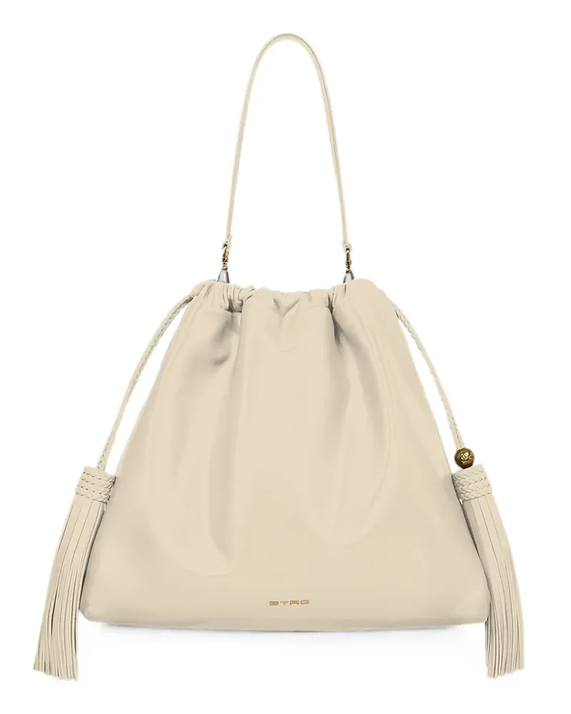 Etro tassel-detail leather shoulder bag - Nude Nude