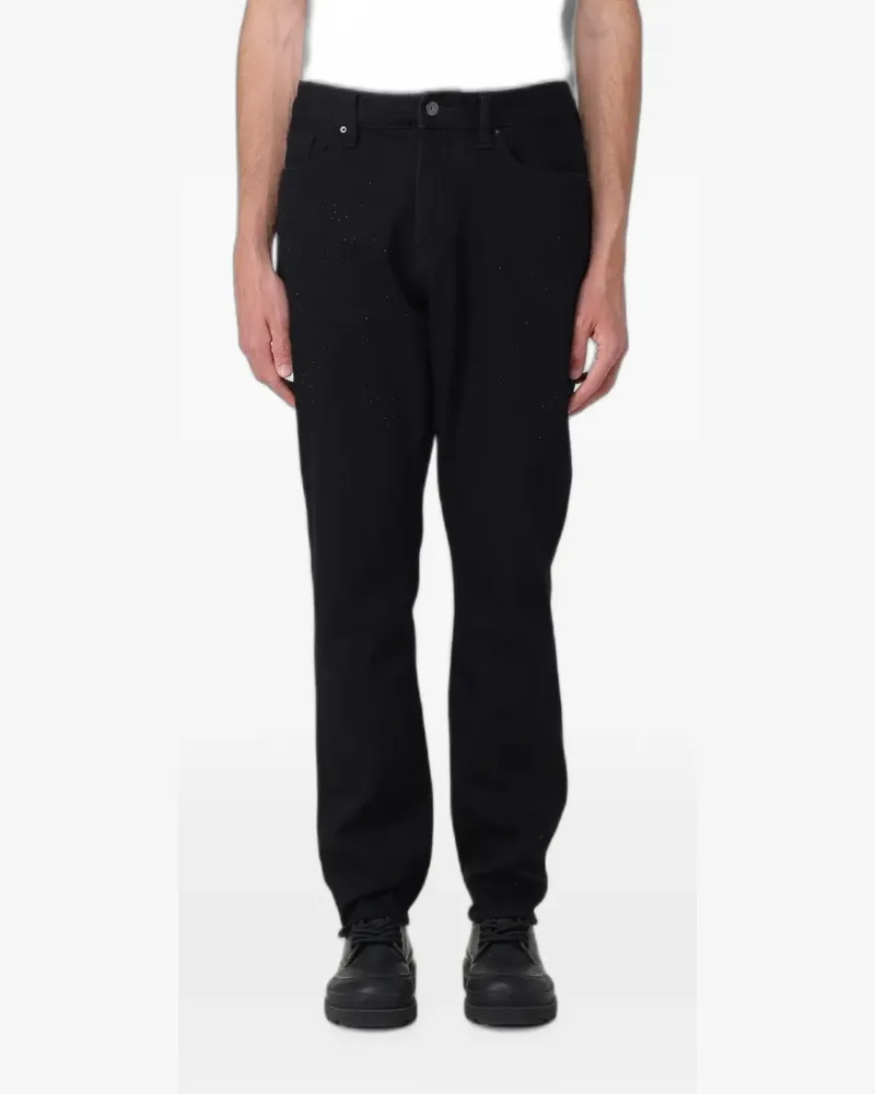 Armani Exchange logo-patch slim-fit jeans - Schwarz Schwarz
