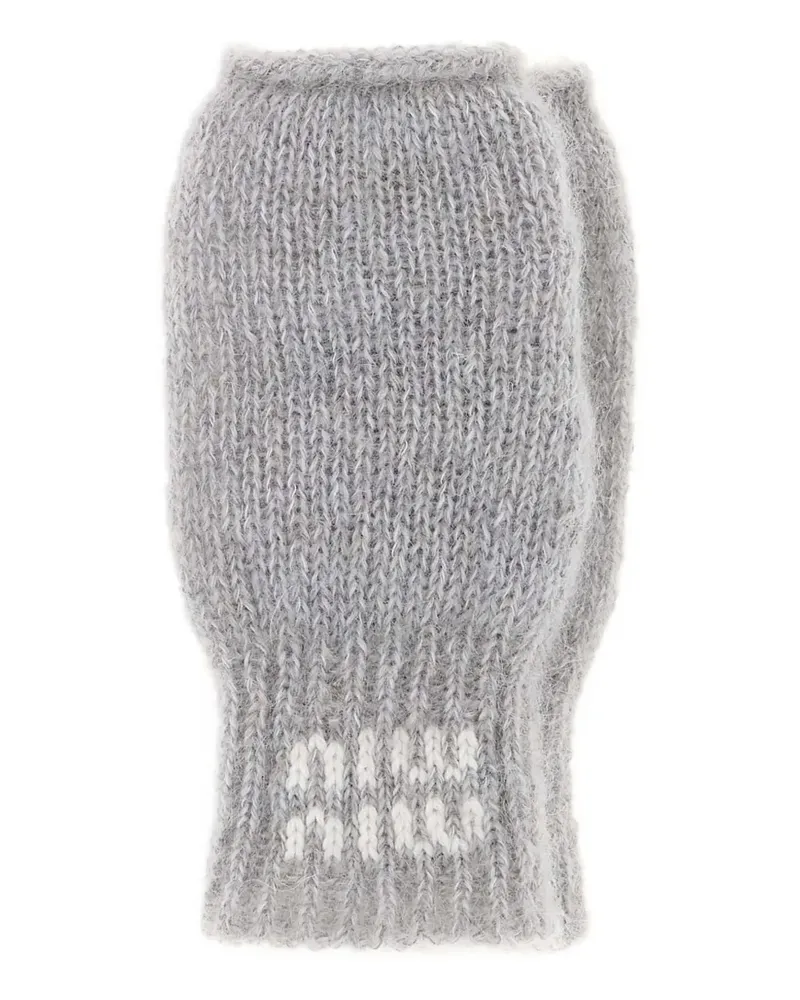 Miu Miu Handschuhe mit Logo-Detail - Grau Grau