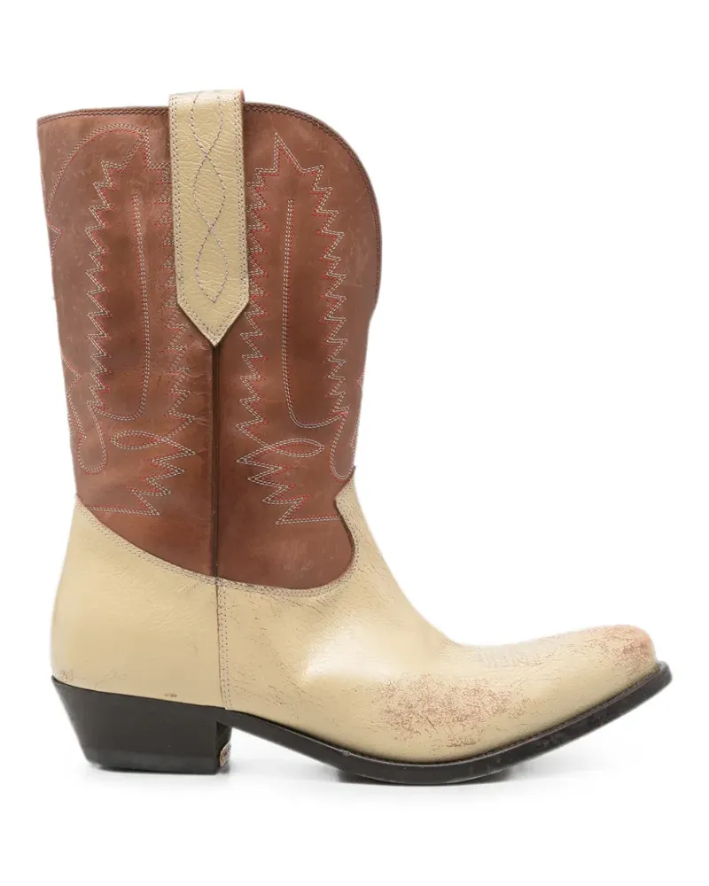 Golden Goose Wish Star Stiefel mit Stickerei - Nude Nude