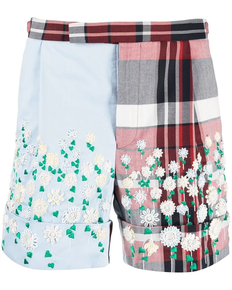 Thom Browne Shorts mit Blumenstickerei Blau