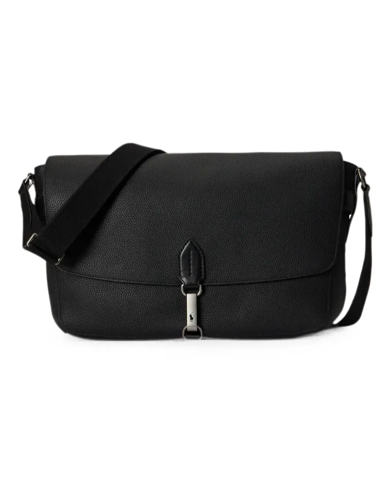Ralph Lauren Kuriertasche aus gekörntem Leder - Schwarz Schwarz