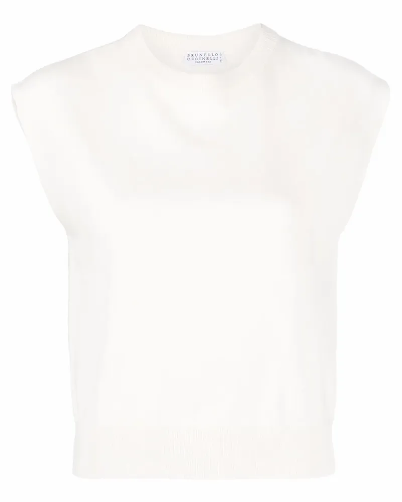 Brunello Cucinelli Top aus Kaschmir - Weiß Weiß