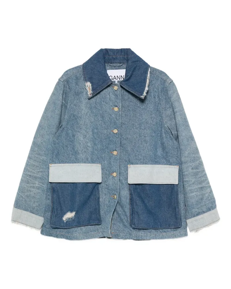 Ganni buttoned distressed jacket - Blau Blau