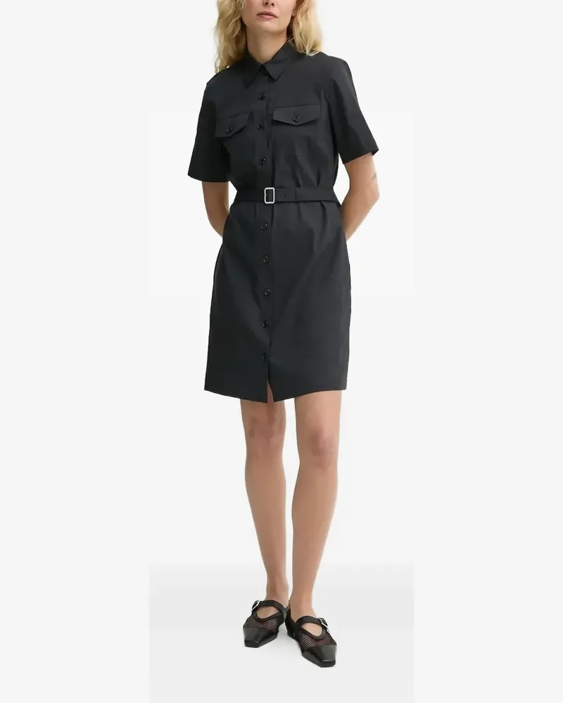 Theory Kurzes Hemdkleid mit Gürtel - Schwarz Schwarz