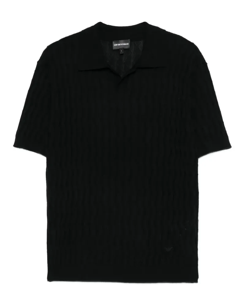 Emporio Armani Strukturiertes Poloshirt - Schwarz Schwarz