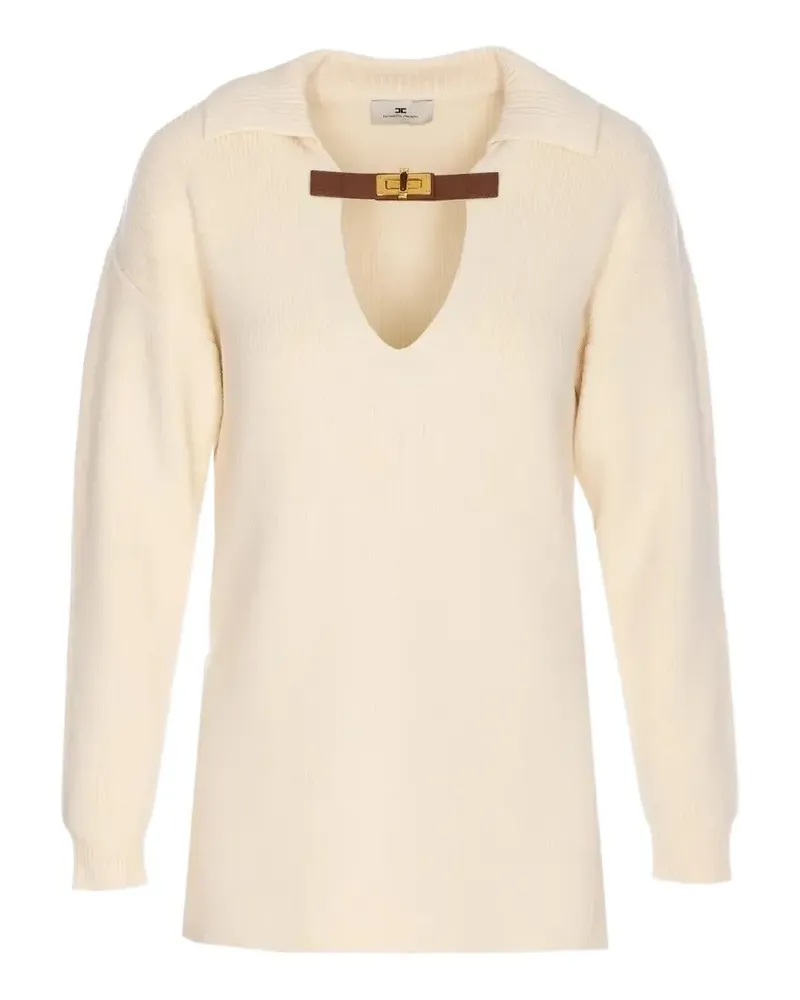 Elisabetta Franchi Pullover mit Kragendetail - Weiß Weiß