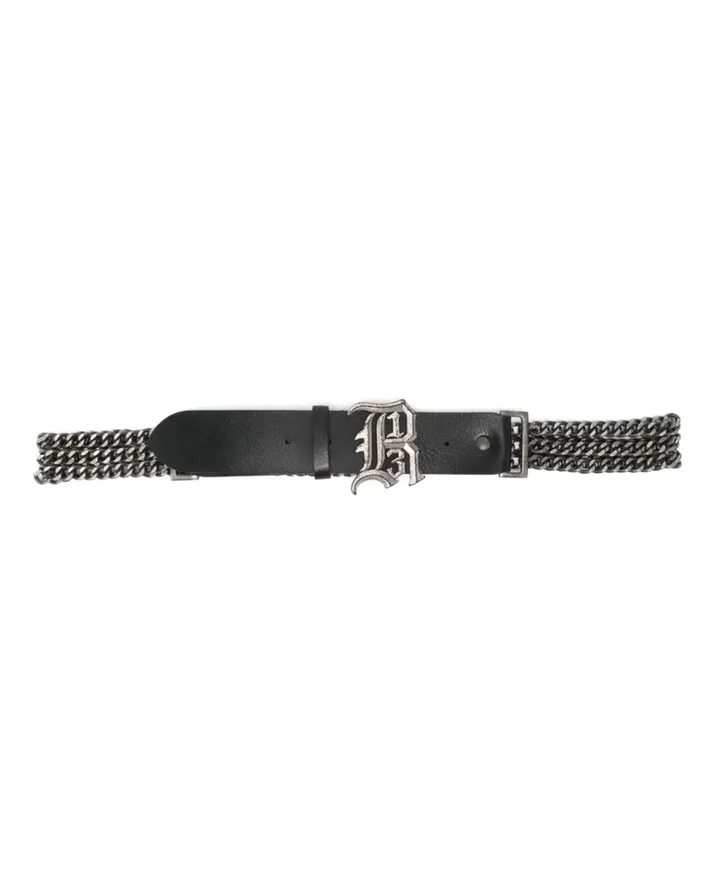 R13 chain-detail leather belt - Schwarz Schwarz