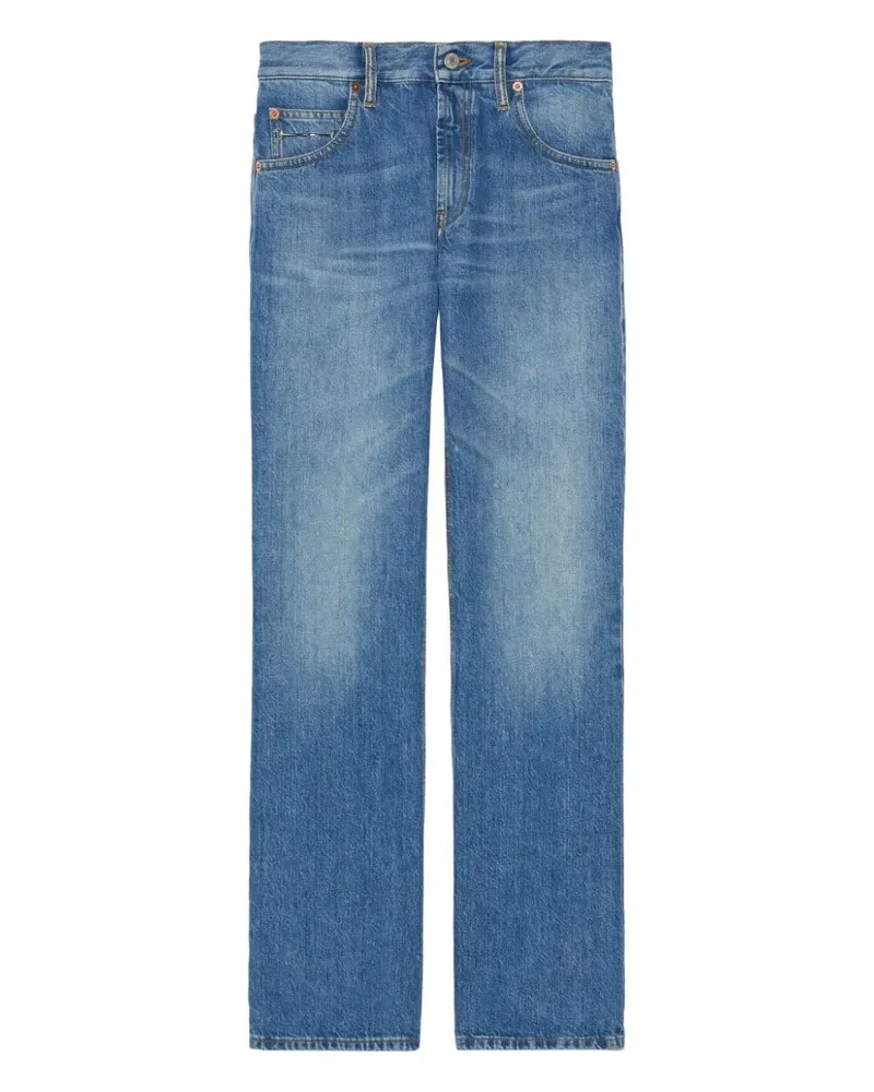 Gucci Gerade Jeans mit Horsebit-Detail - Blau Blau
