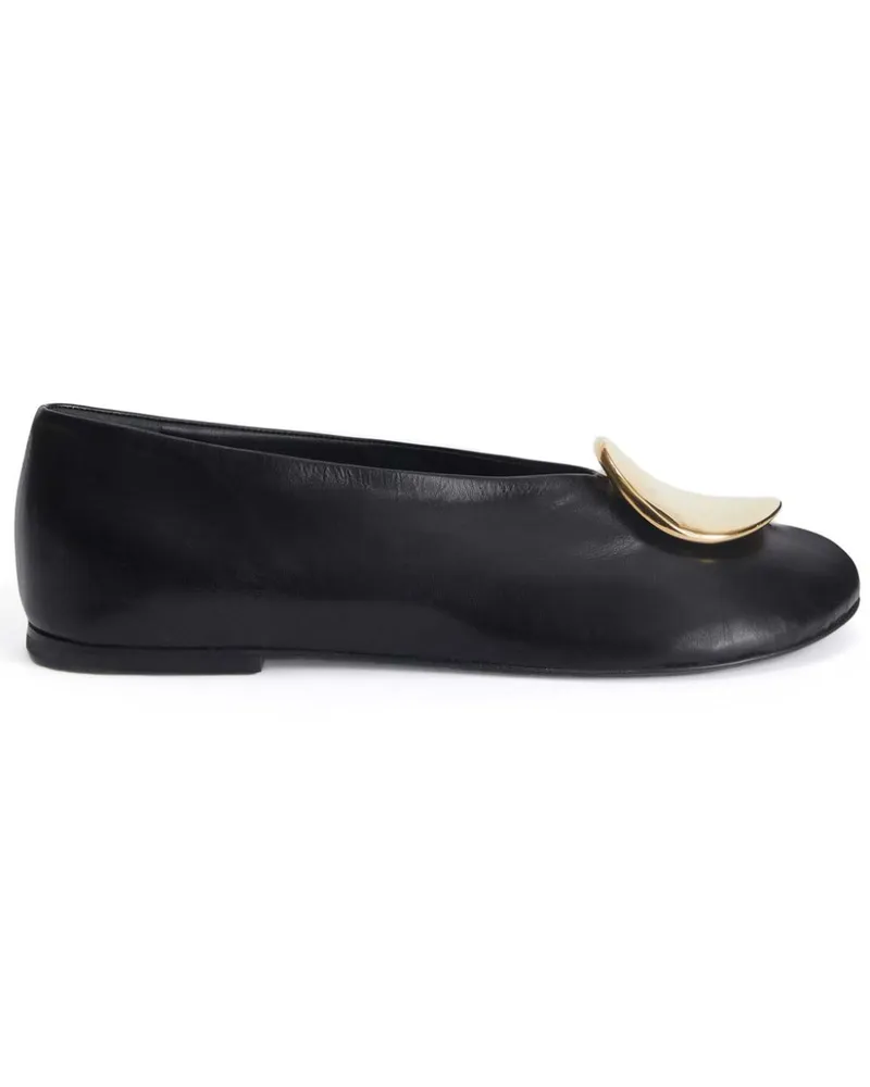 Jil Sander Ballerinas mit dekorativem Schild - Schwarz Schwarz