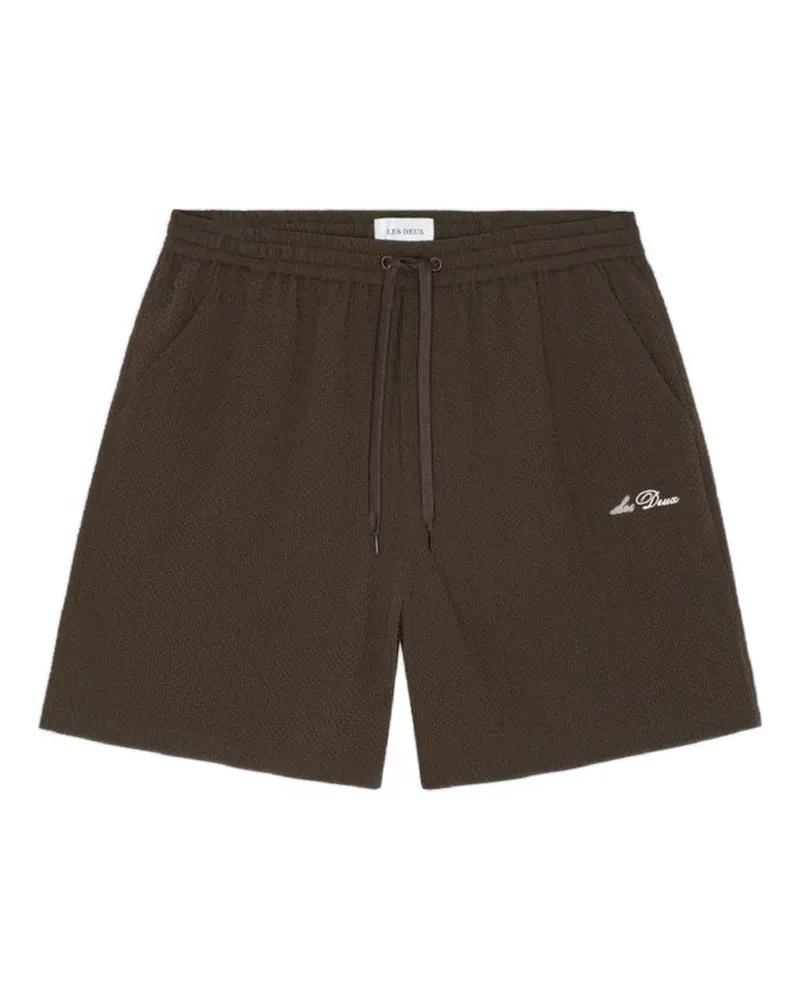 LES DEUX Stan Seersucker drawstring swim shorts - Braun Braun