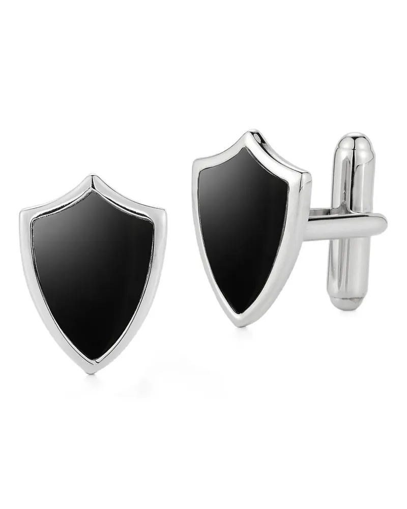 MATEO Manschettenknöpfe mit Onyx - Silber Silber