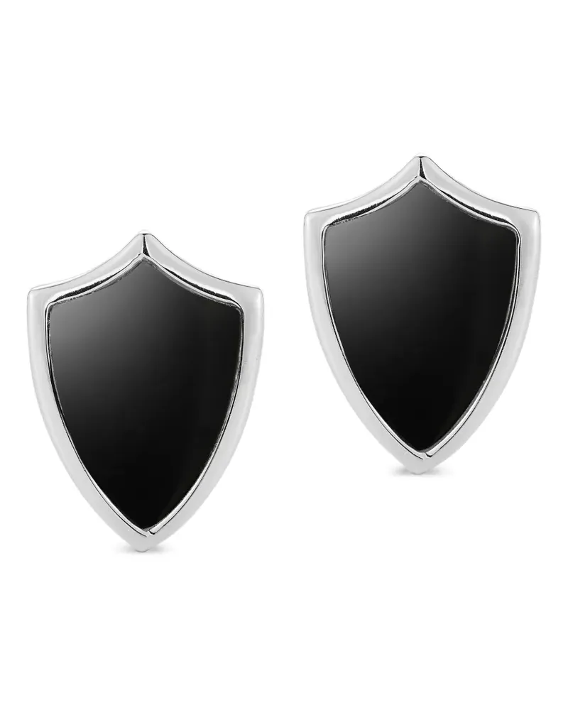 MATEO onyx shield cufflinks - Silber Silber