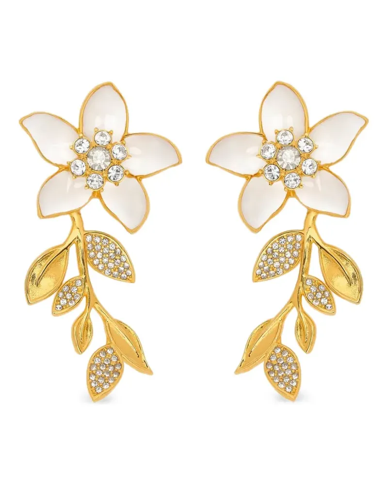 Oscar de la Renta Kristallverzierte Ohrringe mit Blumenblatt - Gold Gold